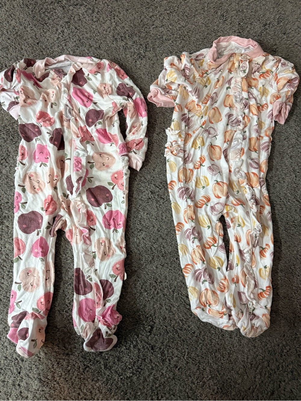 Infant Pink Fruit-Print Footed Pajama One-Piece